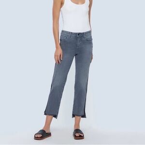 Wash Lab Gray Slim Wide-Leg Crop Bow Accent Jeans
